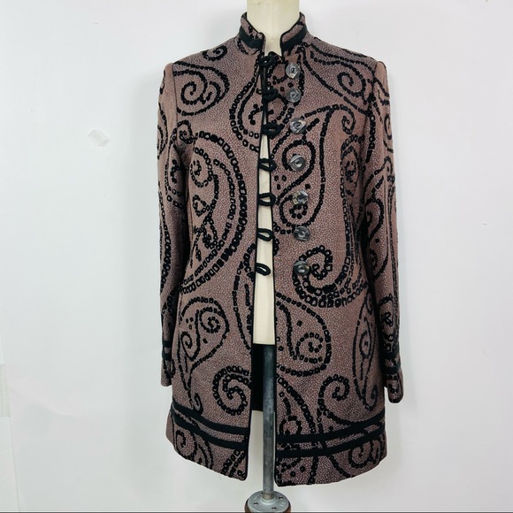 Quadrille heavy knit embroidered big button blazer - Picture 2 of 12